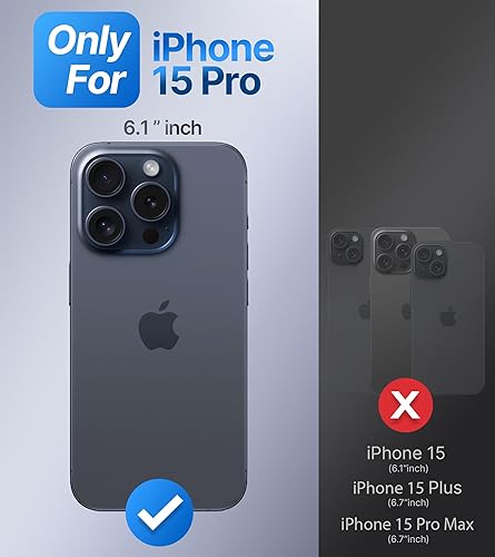 Miniatura 2 de Shields Up Funda para iPhone 15 Pro con soporte, funda transparente con soporte de doble anillo ajustable y plegable a prueba de golpes para iPhone