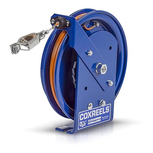 Coxreels, carrete de cable de descarga estática con resorte para enroscar, Azul, 1