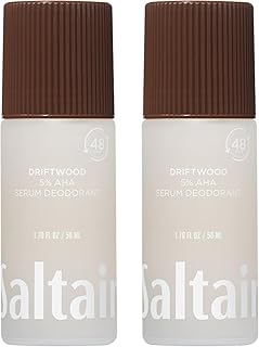 Saltair Serum Deodorant Driftwood 2 Pack. 5% AHA Formula. Lactic Acid and Mandelic Acid Deodorant. Aluminum-Free Odor Control for Women and Men. Travel Essentials, 2x 1.7oz Roll On