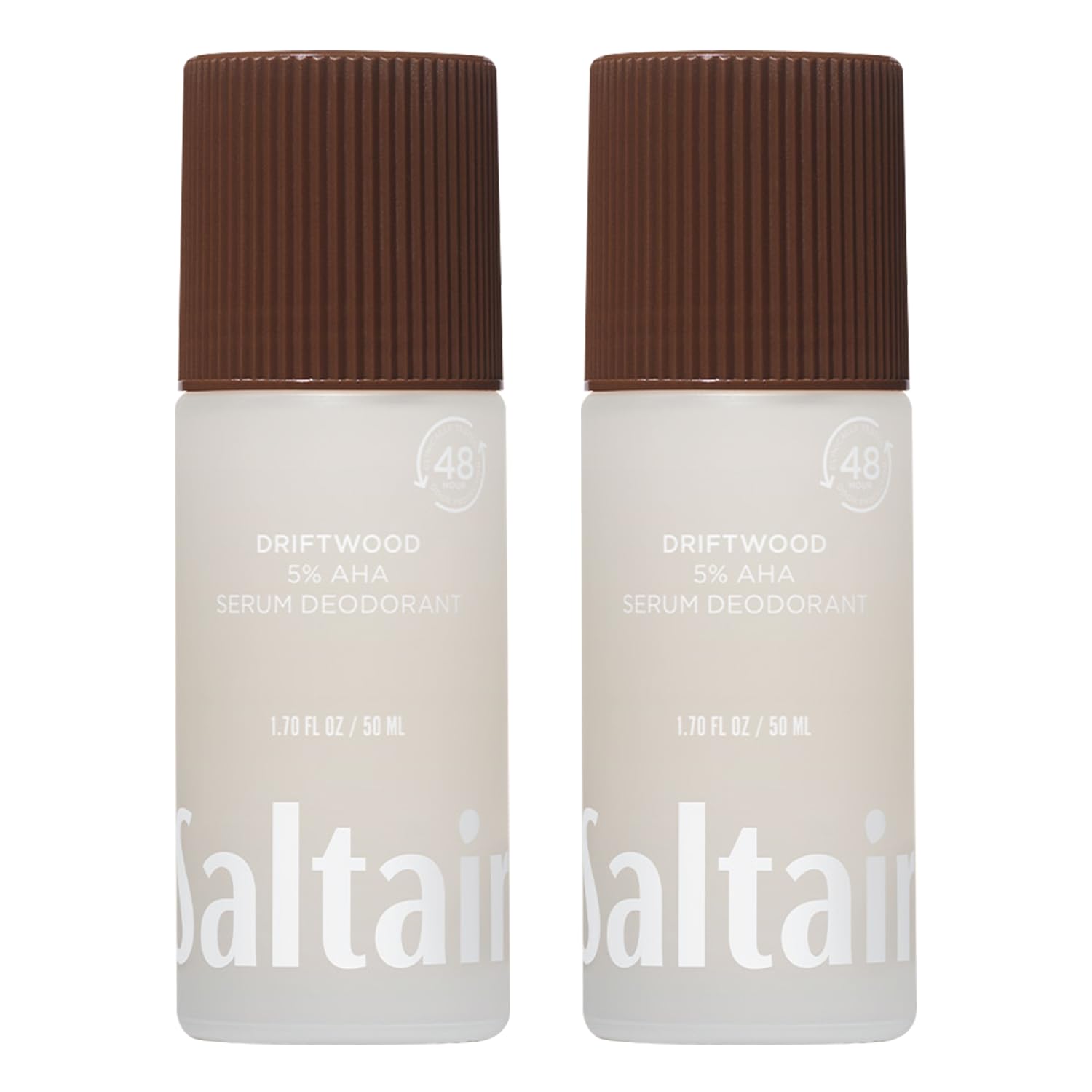 Saltair Serum Deodorant Driftwood 2 Pack. 5% AHA Formula. Lactic Acid and Mandelic Acid Deodorant. Aluminum-Free Odor Control for Women and Men. Travel Essentials, 2x 1.7oz Roll On