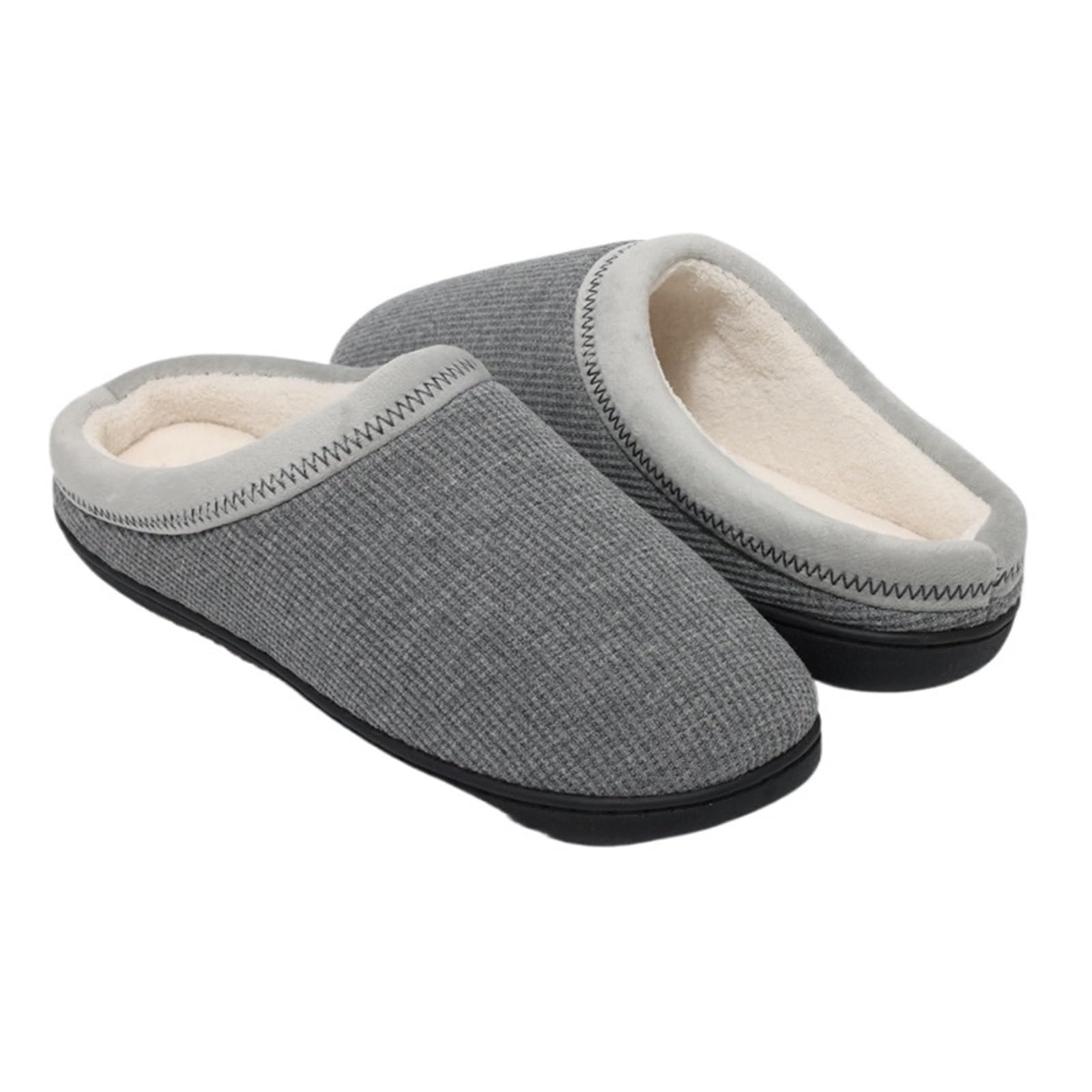 Pantoufles d'hiver en coton doux homme gris taille 44/45 avec semelle intérieure chaude
