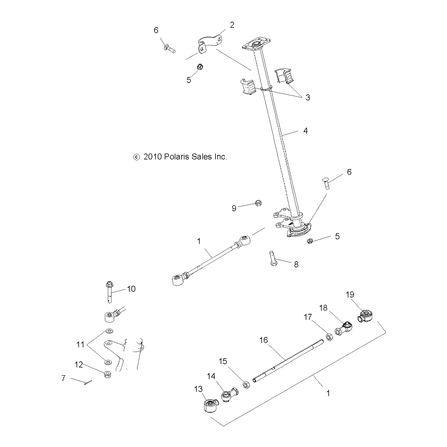 Photo 1 of Polaris ATV Tie Rod Assembly, Genuine OEM Part 1822851, Qty 1