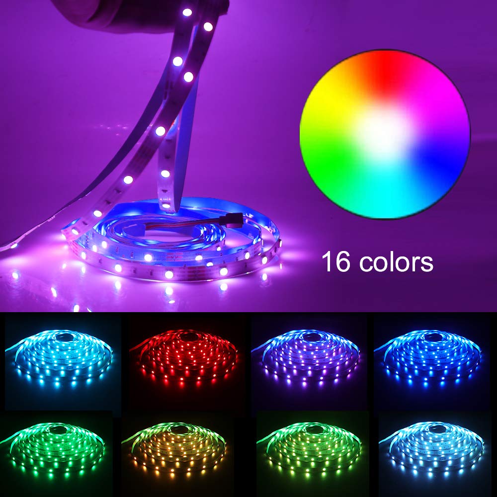 XUNATA Kit de tiras de LED RGB de 12V- Tira de luz autoadhesiva SMD 2835 30LEDs/m, Control Remoto 24 teclas, Fuente de alimentación de la UE (20m, Impermeable)