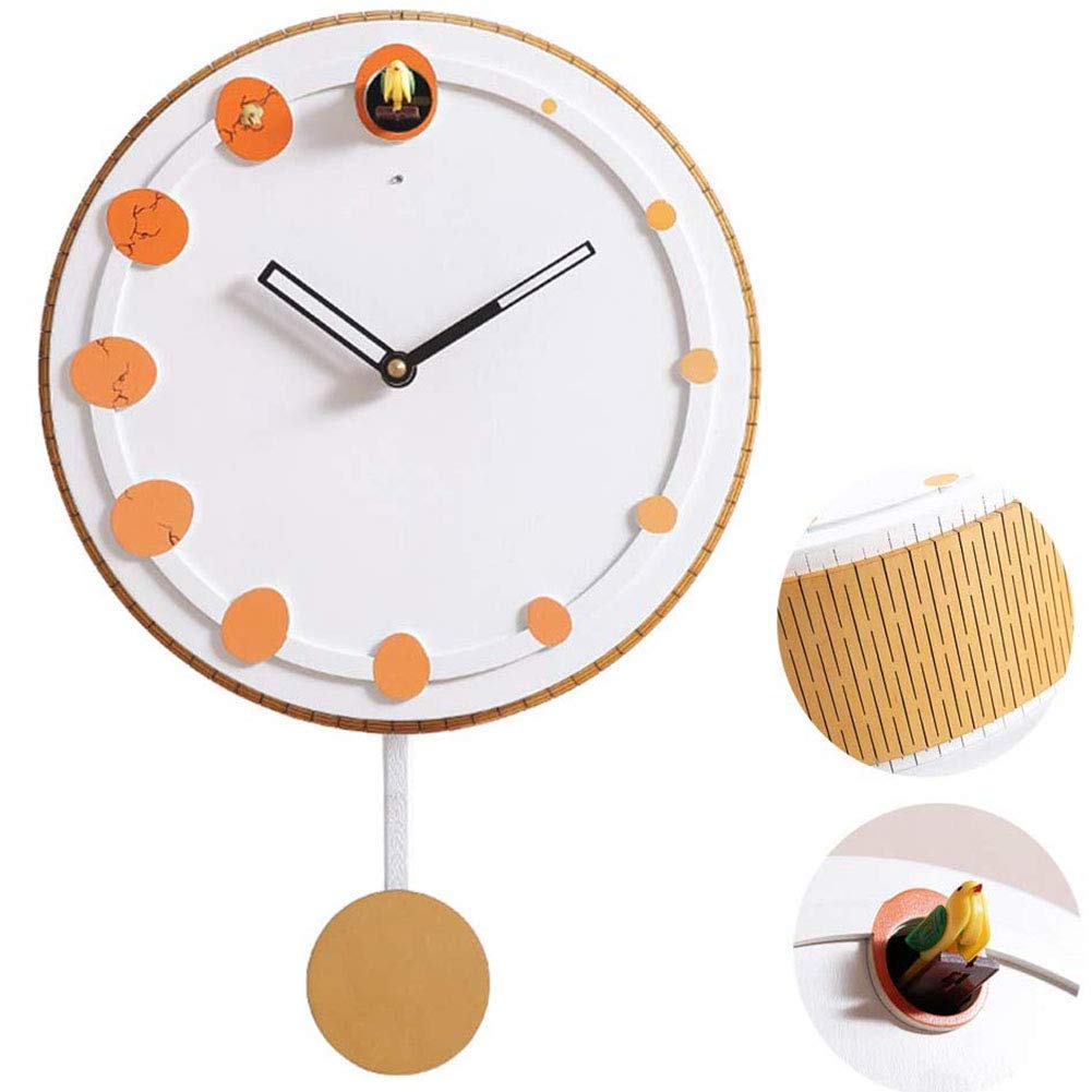 VHKJewE Cuckoo Pendulum Wall Clock With Bird Voices Or Call Wood And PVC 27.5 x 50 cm