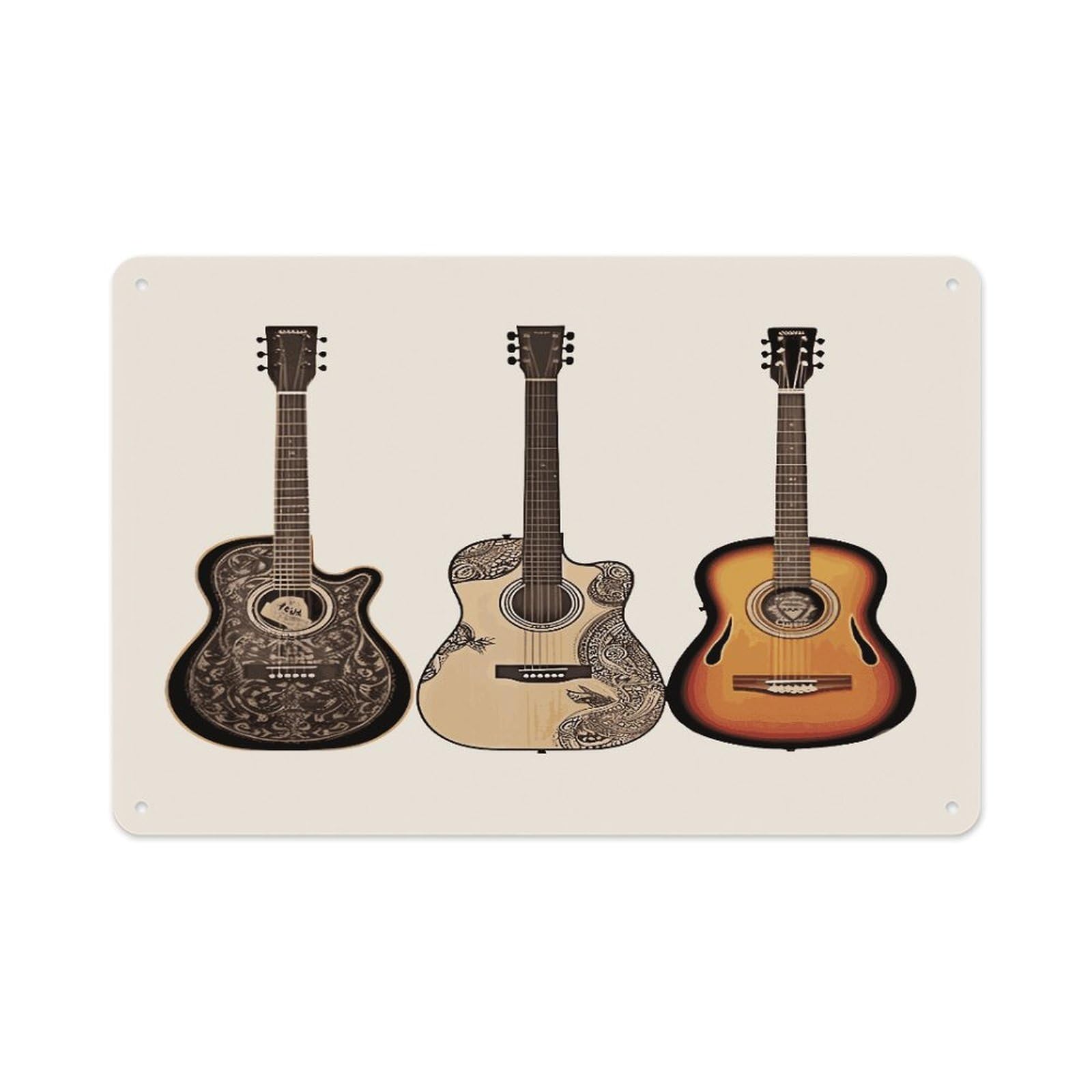 Btcowzrv Style Guitar Metal Sign 7.9 X 11.8 Inch, Aluminum Sign Wall Art Decor Easy To Install, Decorative Plaque For Home Bar Kitchen Pub Shop Garage