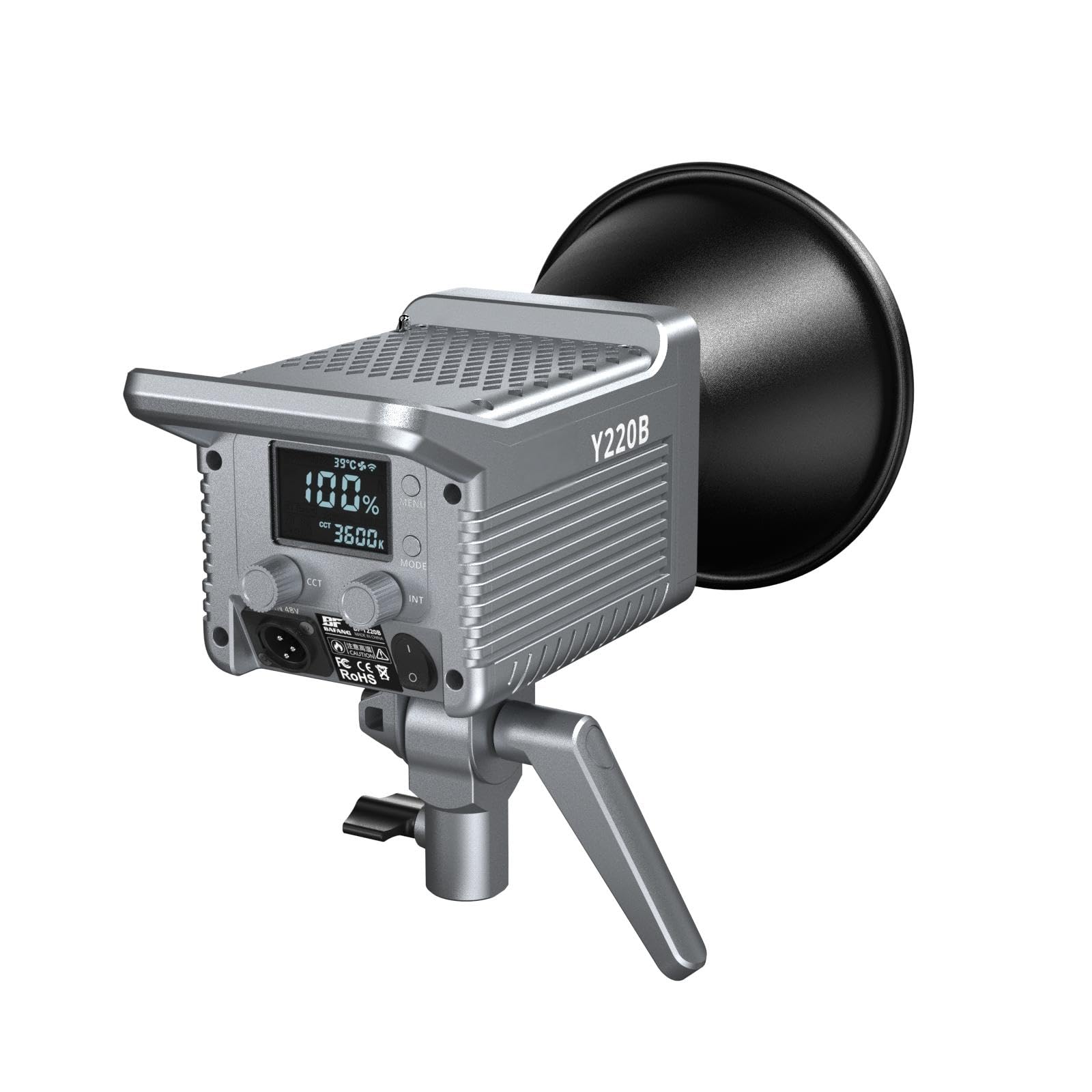 JatureClets General Bowens Mount LED Video Light 220W Bi-Color 2700K-6500K Continuous Lighting 220W COB Video Light Support 3 Power Supply Methods for Photography and Photo Studio (JC-220W)