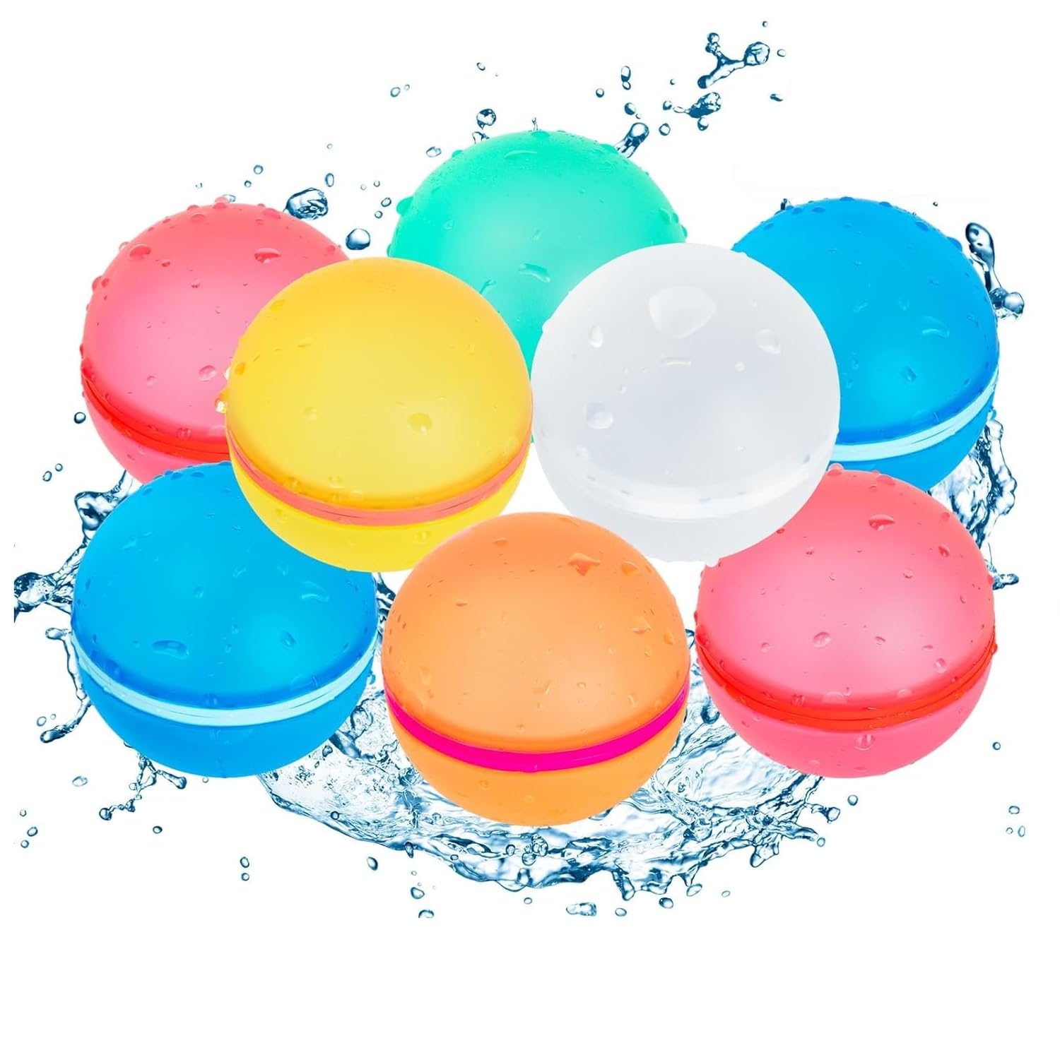 HENGBIRD 8 Piezas Globos de Agua Reutilizables, Globos Agua Reutilizables, Globos Agua, Globos Reutilizables de Agua, Soppycid Water Balloons, Reusable Water Balloons para Fiestas,Piscina,Playa