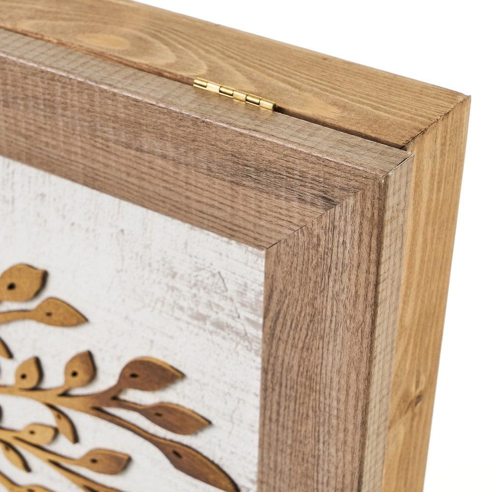 LOLAhome Tapa Contador luz Decorativa | Cubre Cuadro eléctrico | Pintado a Mano | Madera Pino | 50x6x35 cm | Cubrecontador (Árbol Relieve)