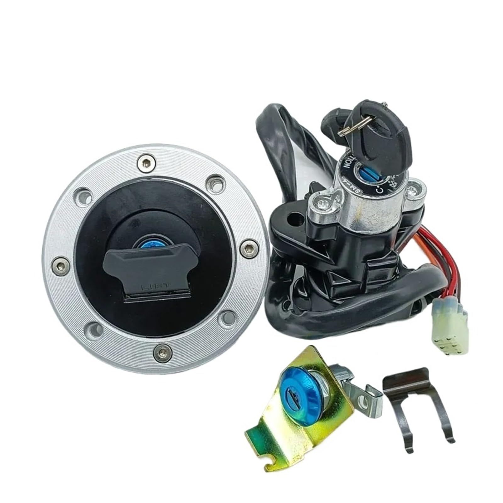 Kit Comprenant Contacteur D'allumage Bouchon Réservoir D'essence Verrou Selle Pour Suzuki SV650 GSX1400 99-2007 Pour V-Strom DL 650/1000 02-2012 Interrupteur Clé Contact Moto