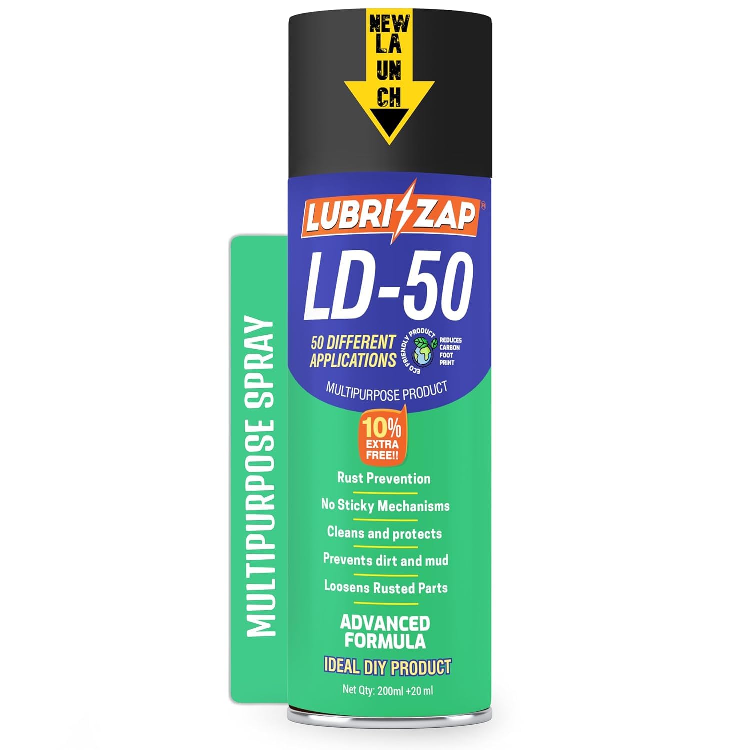 Lubrizap Ld-50,Spray,Rust Remover,Auto Maintenance,Lubricant,Loosen Stuck & Rust Parts,Metal,Iron,Chrome,Wood,Aluminium,Home,Doors & Locks,Vehicle Descaling (200Ml+20Ml Extra)