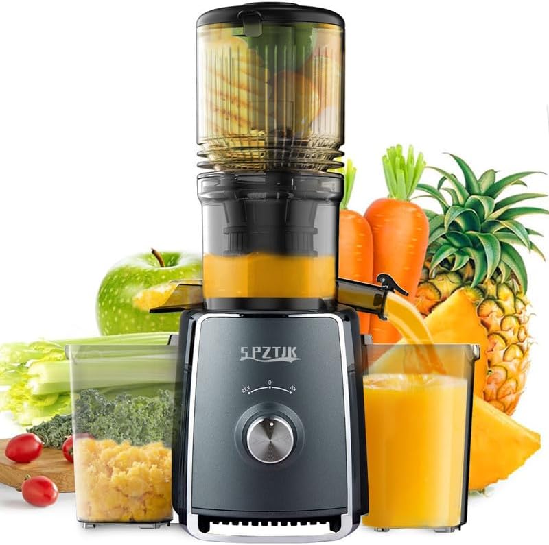 Cold Press Juicer Machine, 300W Slow Masticating Juicer with 5.3” Large Feed Chute for Whole Fruits Vegetables, High Juice Yield, Easy to Clean, Batch Juicing (Grey) Cold Press Juicer Machine, 300W Slow Masticating Juicer with 5.3” Large Feed Chute for Whole Fruits Vegetables, High Juice Yield, Easy to Clean, Batch Juicing (Grey)