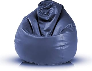 Bepouf Poltrona Sacco Puf Pouf Dimensioni 135x85 Ecopelle Pieno (Blu Scuro, Mega)