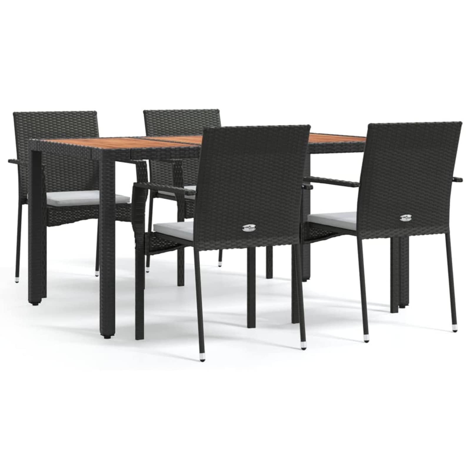 3184989 Set da Pranzo da Giardino 5 pz Nero con Cuscini in Polyrattan Testata in Legno,Testata Letto Matrimoniale Muebles Dormitorio Spalliera Letto Testiere per Letto Matrimoniale