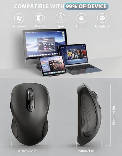 Miniatura 8 de Trueque - Ratón inalámbrico para laptop, ratón de computadora ergonómico de 2.4GHz con botones de atrás y adelante, 3 niveles de DPI ajustables, 6