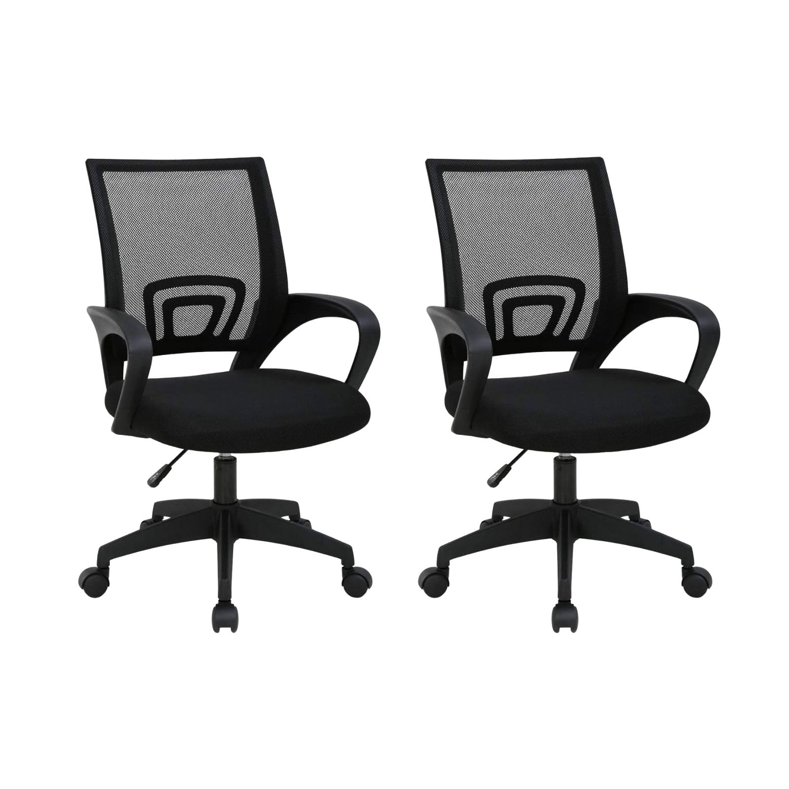 DASCK Pack 2 Sillas Oficina Ergonómicas – Malla Transpirable, Altura Ajustable, Ruedas 360°, Base Negra, para Oficina y Home Office - Color Negro