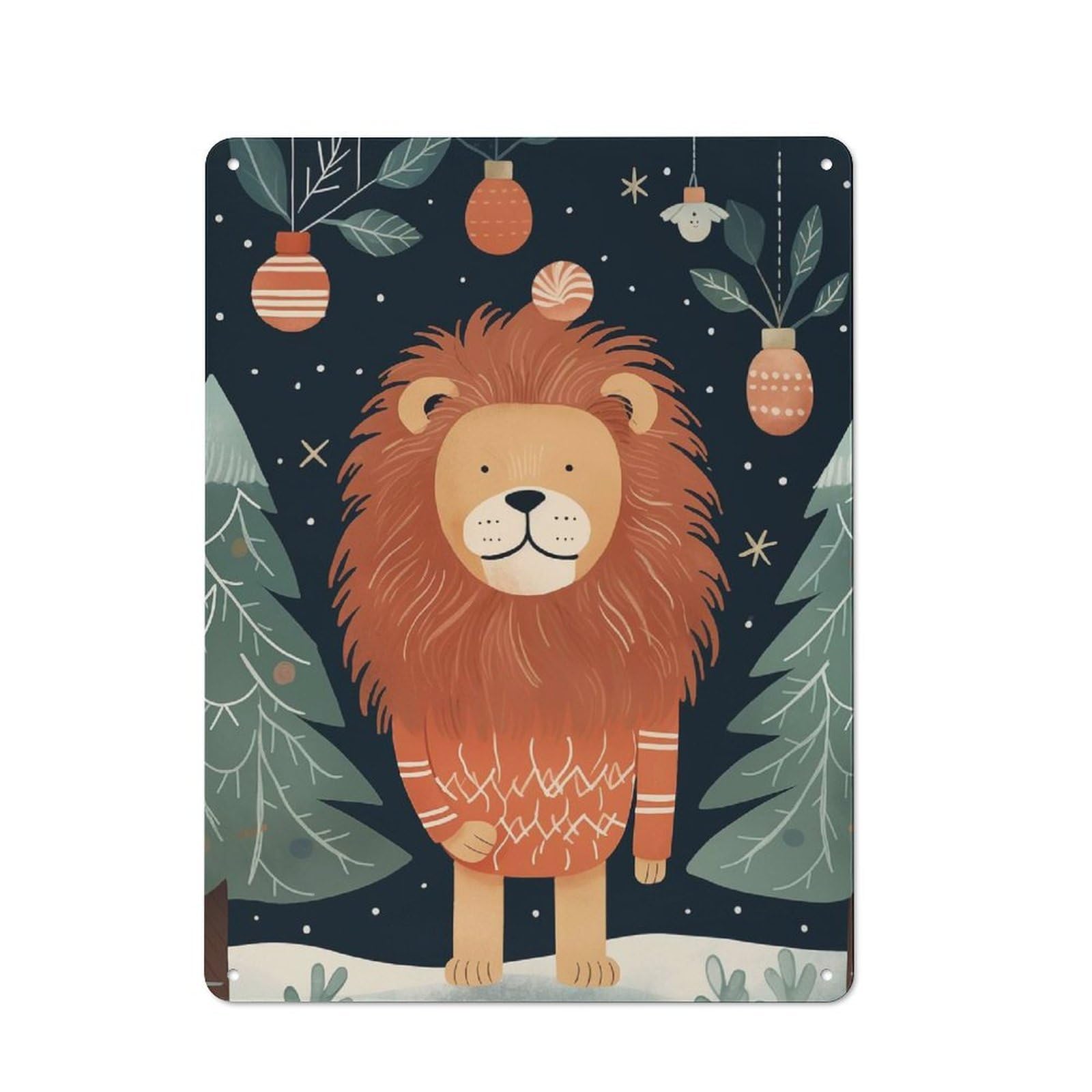 Junmoney Xmas Of Lion Retro-Style Metal Plaque 40X30cm For Garage Or Workshop, For Garage, Workshop And Man Cave Decoration