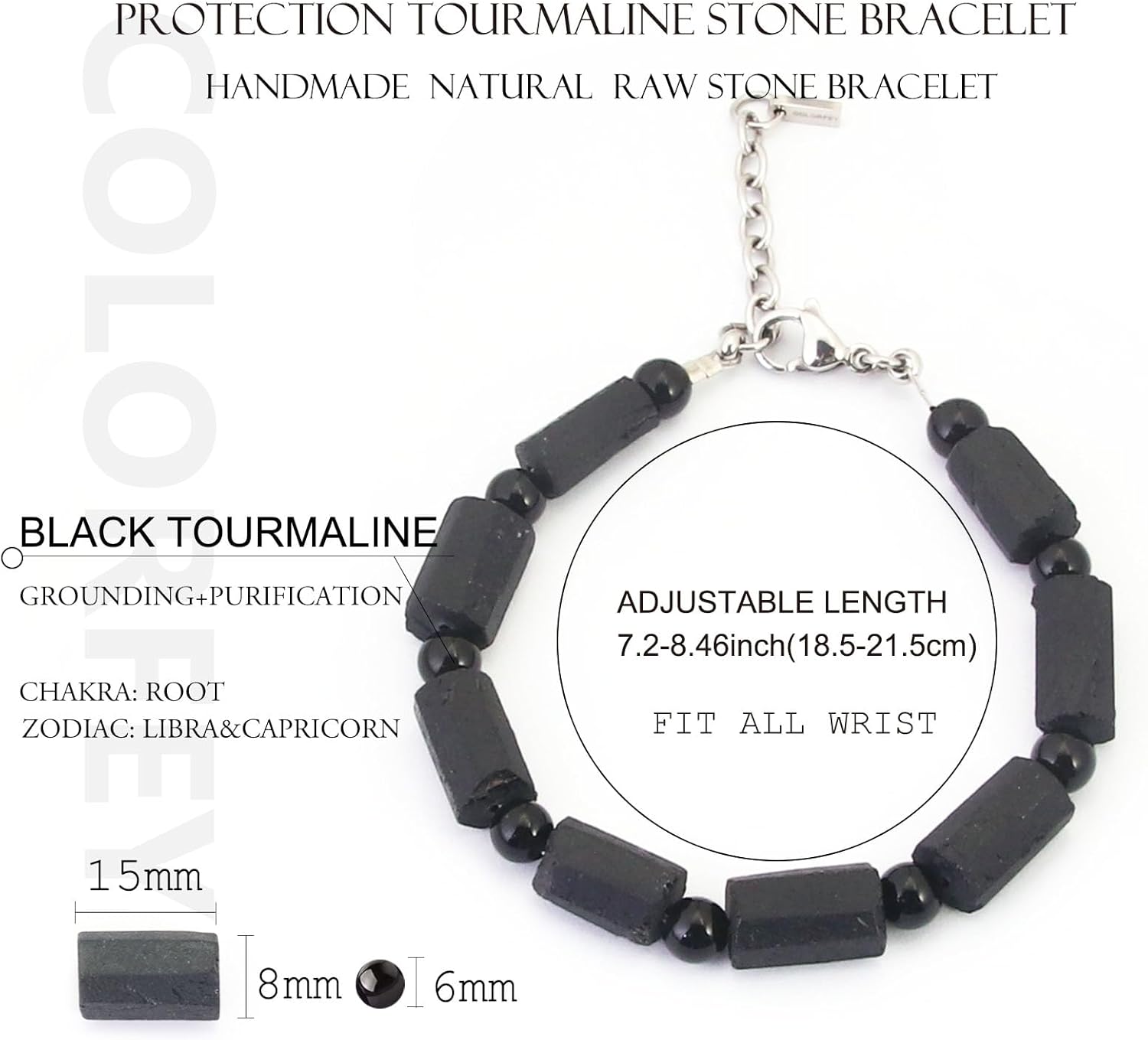Protection Crystal Black Tourmaline Bracelet for Men, Raw Tourmaline Stone Bracelets Unique Healing Crystal Gemstone Bracelet, Premium Handmade Bead Bracelets Positive Energy Gift for Him - Image 6