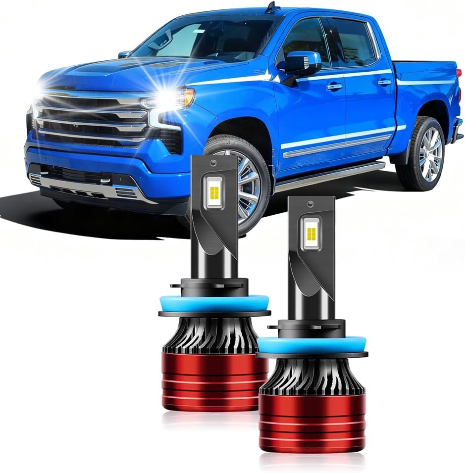 Light Bulbs Compatible for 2022-2023 Chevrolet Silverado 1500 2500 3500HD H9 High Beam Fog Lights Combo Pack 800% Brightness with Cooling Fan Plug N Play Pack of 2