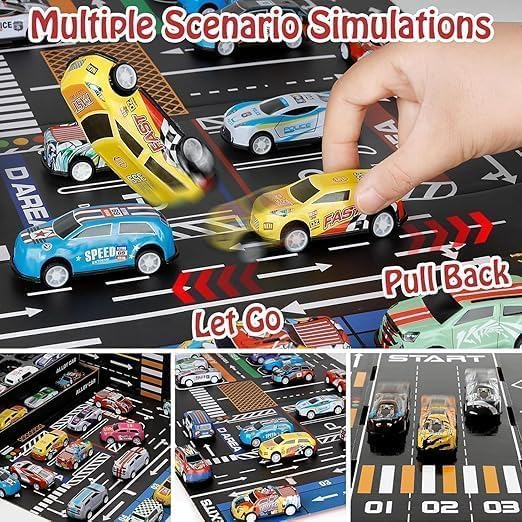 Image of Royals hub Set of 10 Mini Pull Back Racing Metal Die Cast Car Set | Pullback Mechanism | Durable Body | Mini Sports Car Set for Boys & Girls (Multi Color & Design)
