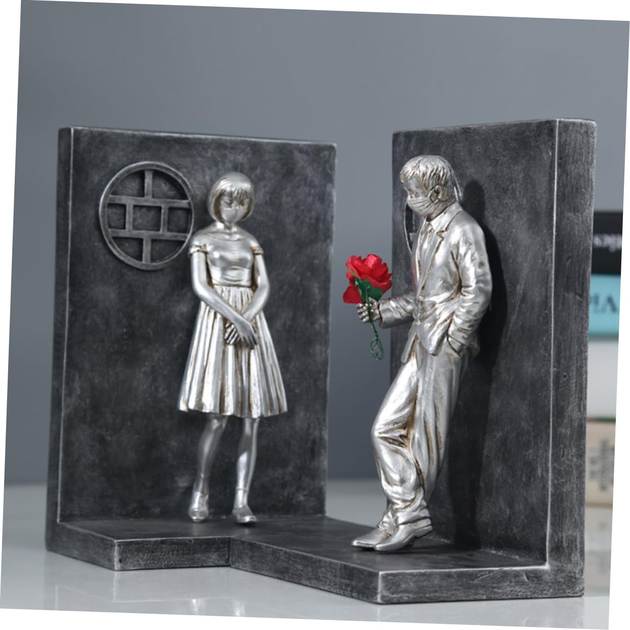 Fermalibri da Scrivania in Resina per Coppie Set 2 Pezzi Decorativi per Libri Pesanti Porta Libri Funzionale per Casa Ufficio e Biblioteca Design Nordico Moderno