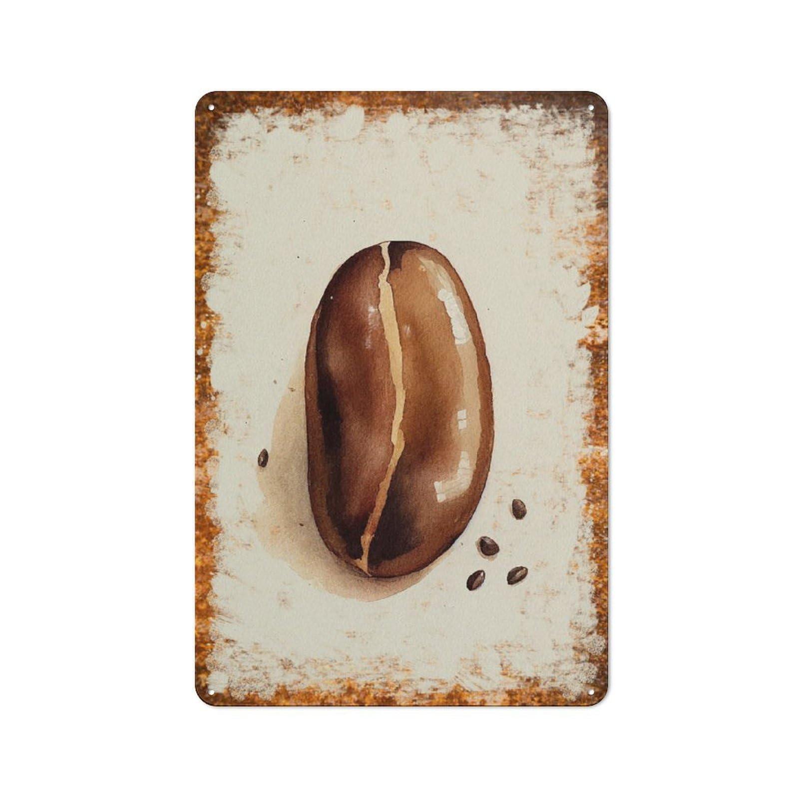 peiyeety Metal Tin Sign Cocoa Bean Watercolor Pattern Vintage Rustic Wall Art Kitchen Bathroom Bedroom Living Room Cafe Farmhouse Entryway Office Garage Home Bar Laundry Room Porch Patio 6x8 Inch