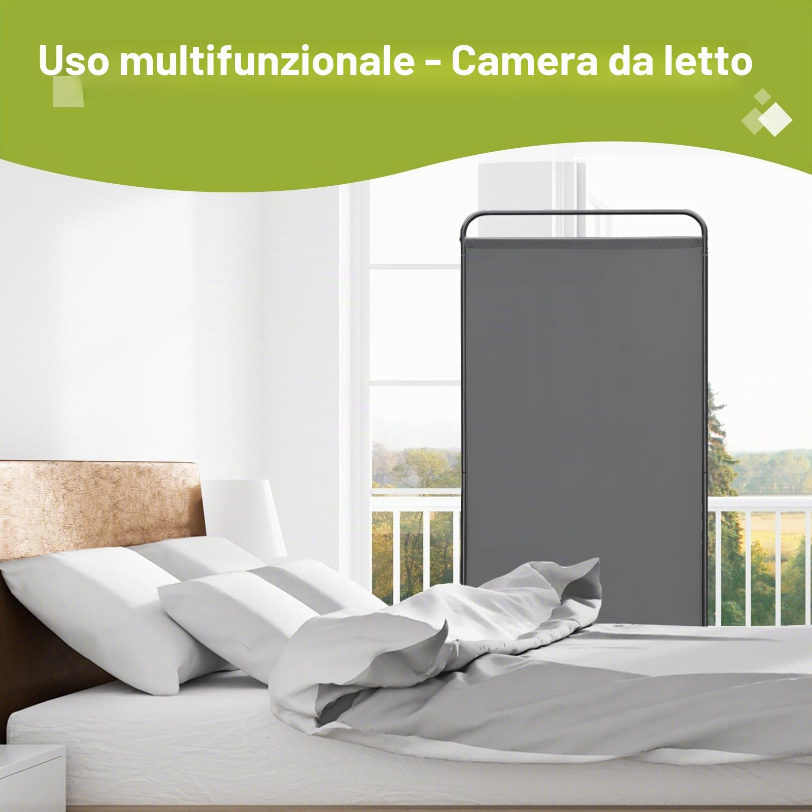 Angel Living Paravento con un Pannello, Decorazione Elegante, Separatore di Ambienti, Divisorio di Camere, 80 x 180 cm (Grigio)