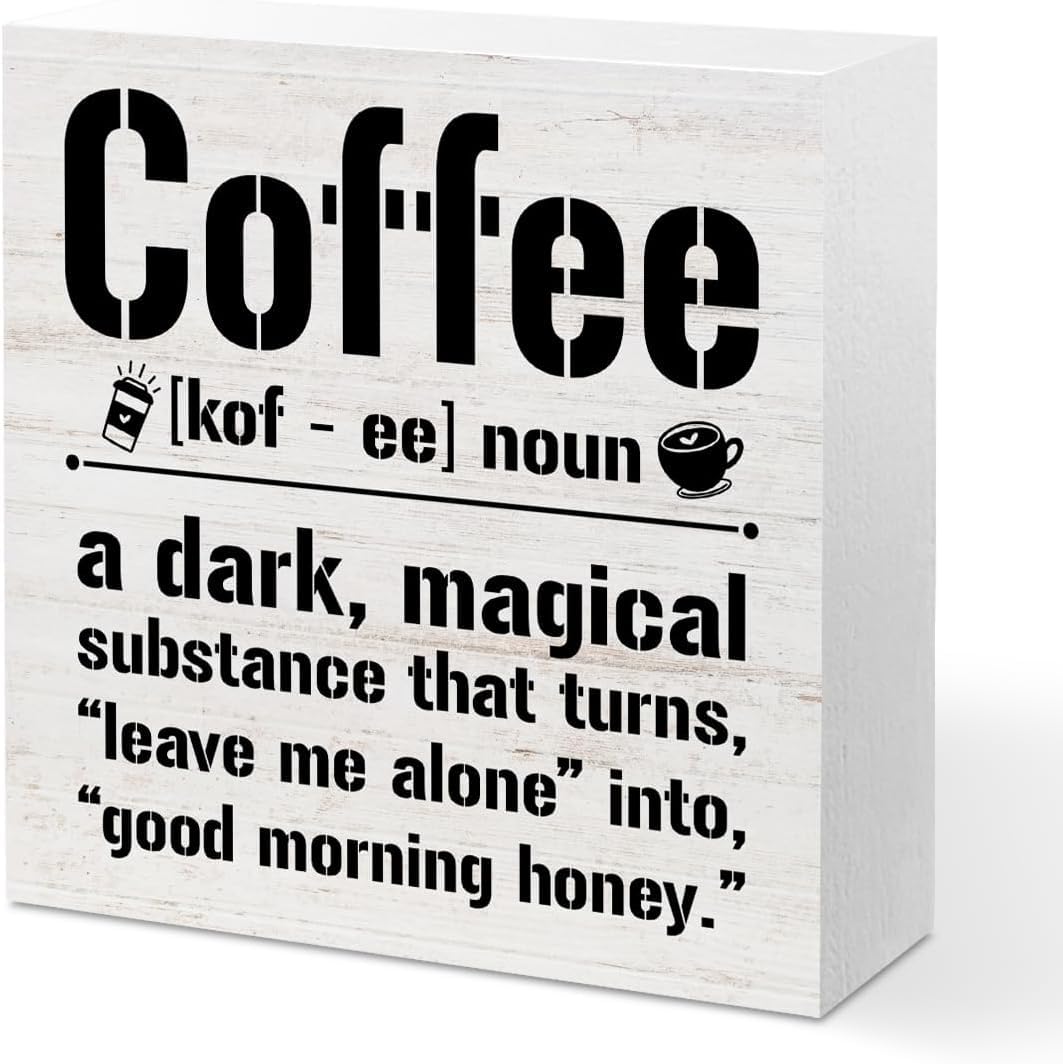 Coffee Definition Box Sign 7x7 Inch Rustic Farmhouse Desk Decor
