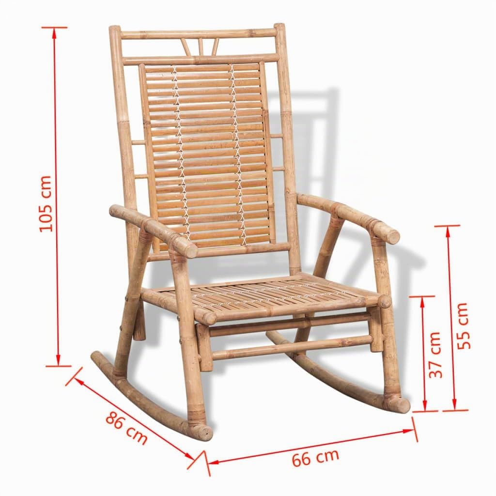 vidaXL Silla Mecedora de Jardín de Bambú Asiento Balancín Patio Terraza Porche