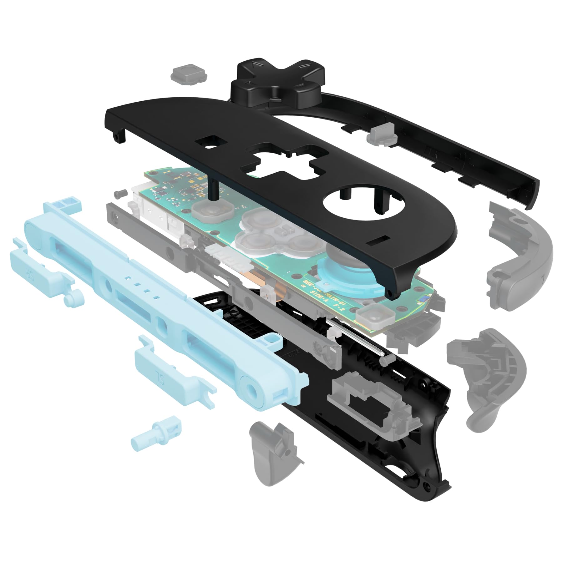 eXtremeRate D-Pad Version Gehäuse Ersatzteil für Switch 2 Joycons, Essence Version Custom Grips Shell/Deko Streifen/ABXY/Dpad Buttons Zubehör für Nintendo Switch 2 Joy Con-Schwarz