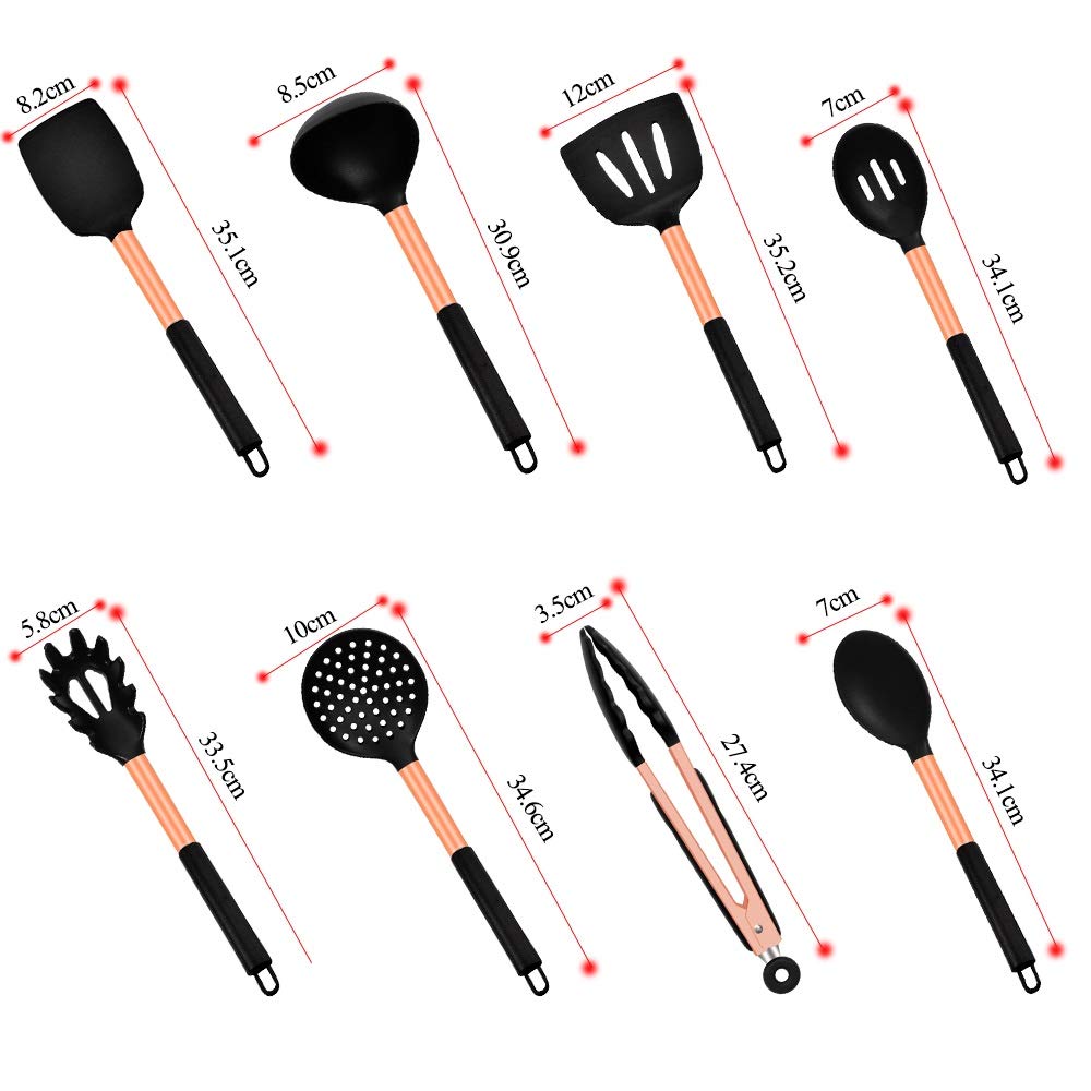 Utensili da Cucina in Silicone in Acciaio Inossidabile Set da 24 Pezzi Pala da Cucina in Oro Rosa Spatola da Forno Resistente al Calore Pentole per la casa