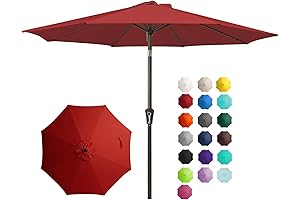 JEAREY 9 Feet Red Outdoor Patio Umbrella for Sun Protection