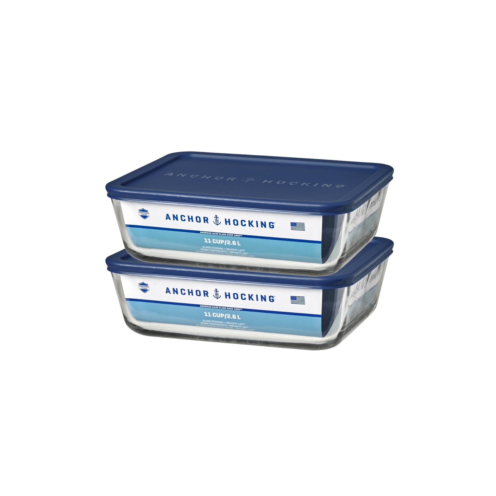 Anchor Hocking Navy / 11 cups, 9.88 x 5.5 x 3.13 inches / 11.0 cups Container Sets