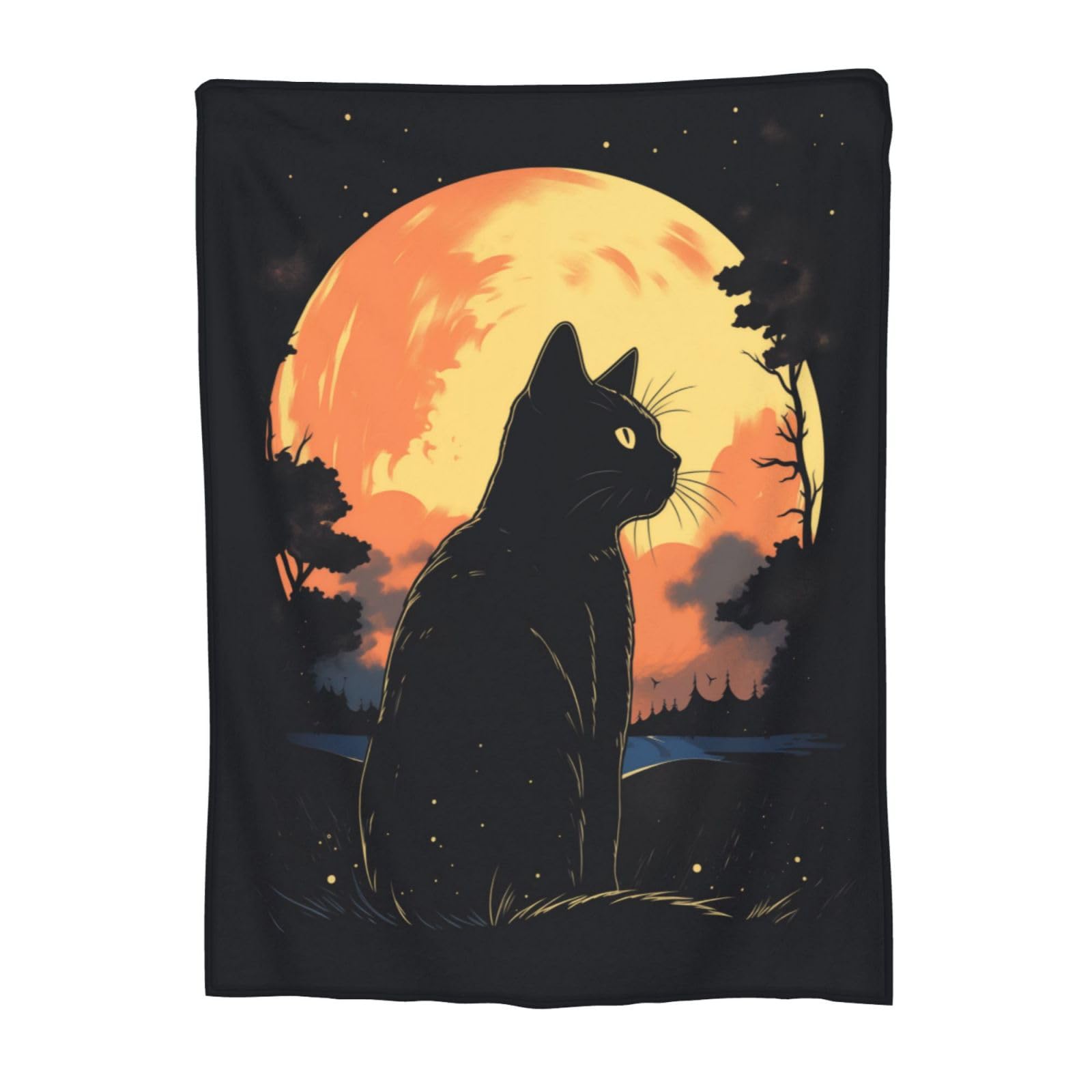 Couverture plaid chat noir pour cocooning sur le canapé