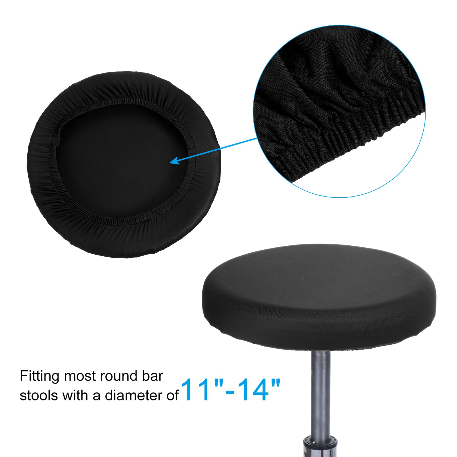 PATIKIL 9.5" Round Bar Stool Cover, 2 Pack Washable Elastic Stool Cover for Diameter 11"-13" Chair, Black - Image 3