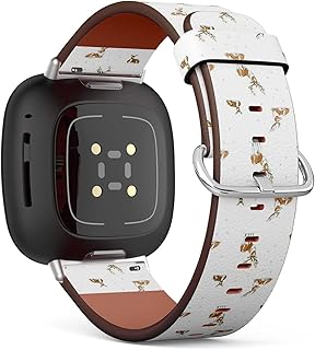CJBROES Replacement Leather Watch Band, Compatible with Fitbit Versa 3 and Fitbit Sense of Wristband Bracelet Accessory - Fun