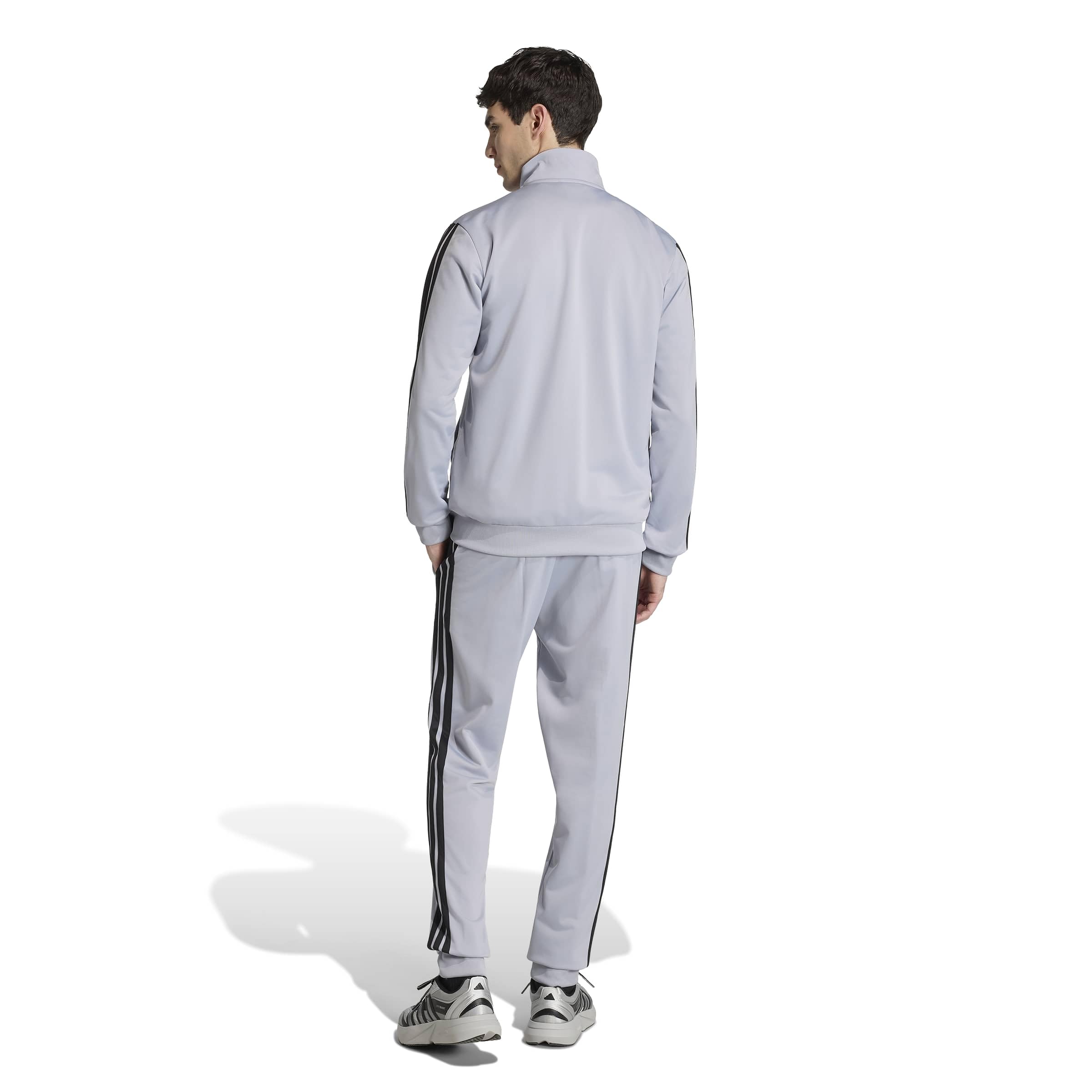 adidas Herren SPORTSWEAR BASIC 3 STRIPES TRICOT TRACKSUIT, halo silver, L