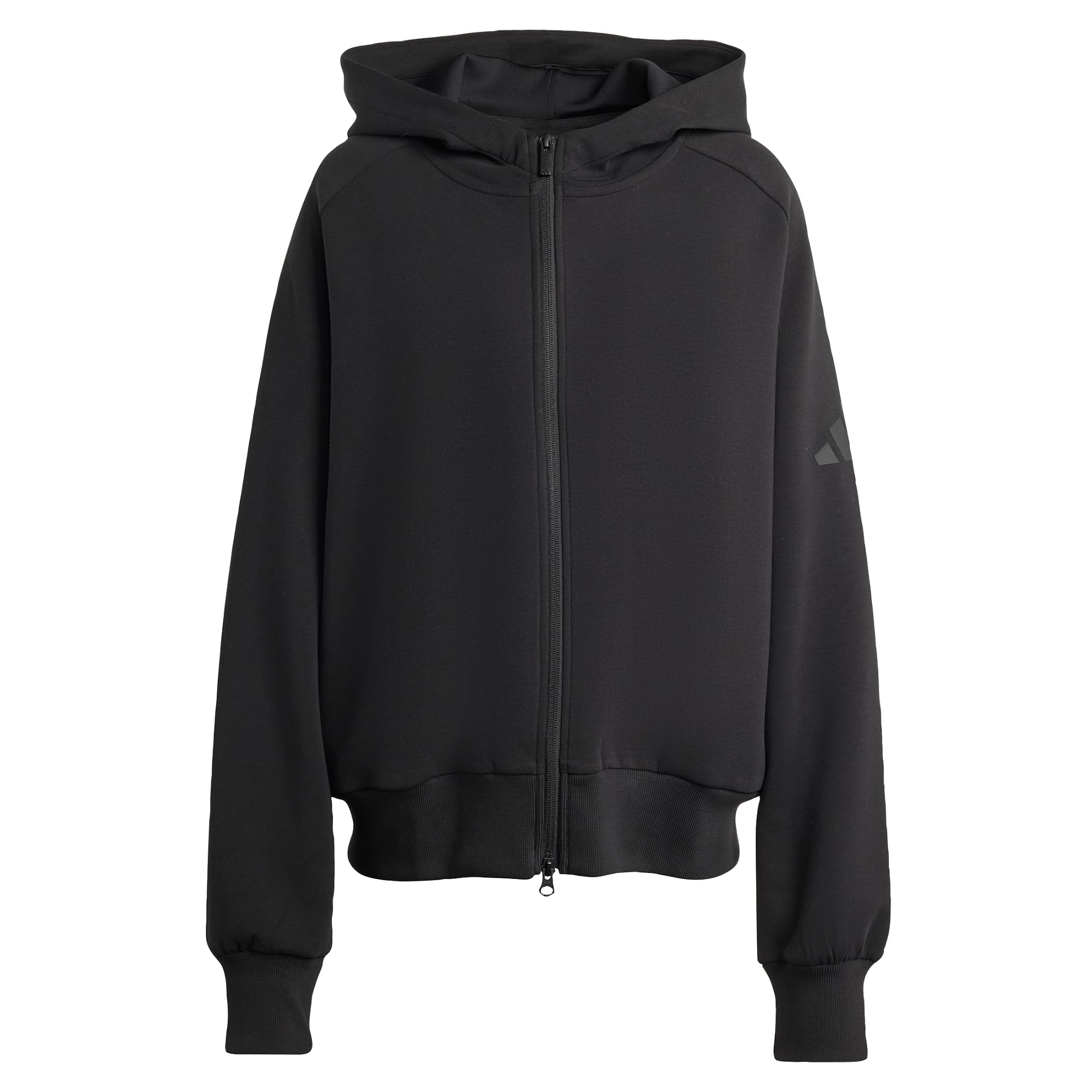 adidas Women's Soft Lux Full-Zip Hoodie Sweatshirt, black, XXL