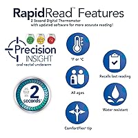 Vista 5 de Termómetro digital Vicks RapidRead, lecturas de temperatura en 2 segundos, uso como termómetro oral, termómetro rectal para bebé o debajo del brazo
