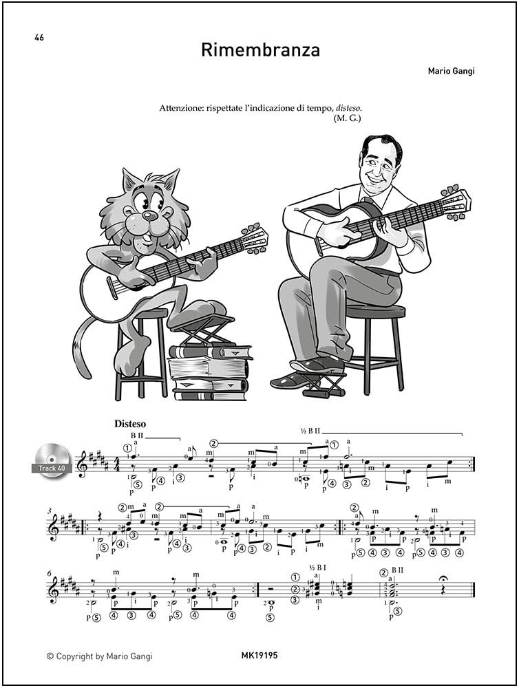 47 Pezzi Facili Chitarra Classica Mario Gangi | Metodo Principianti Intermedi Studenti | Esercizi Progressivi con CD Audio | Edizione Illustrata Davide Percivalli |Repertorio Didattico Roberto Fabbri