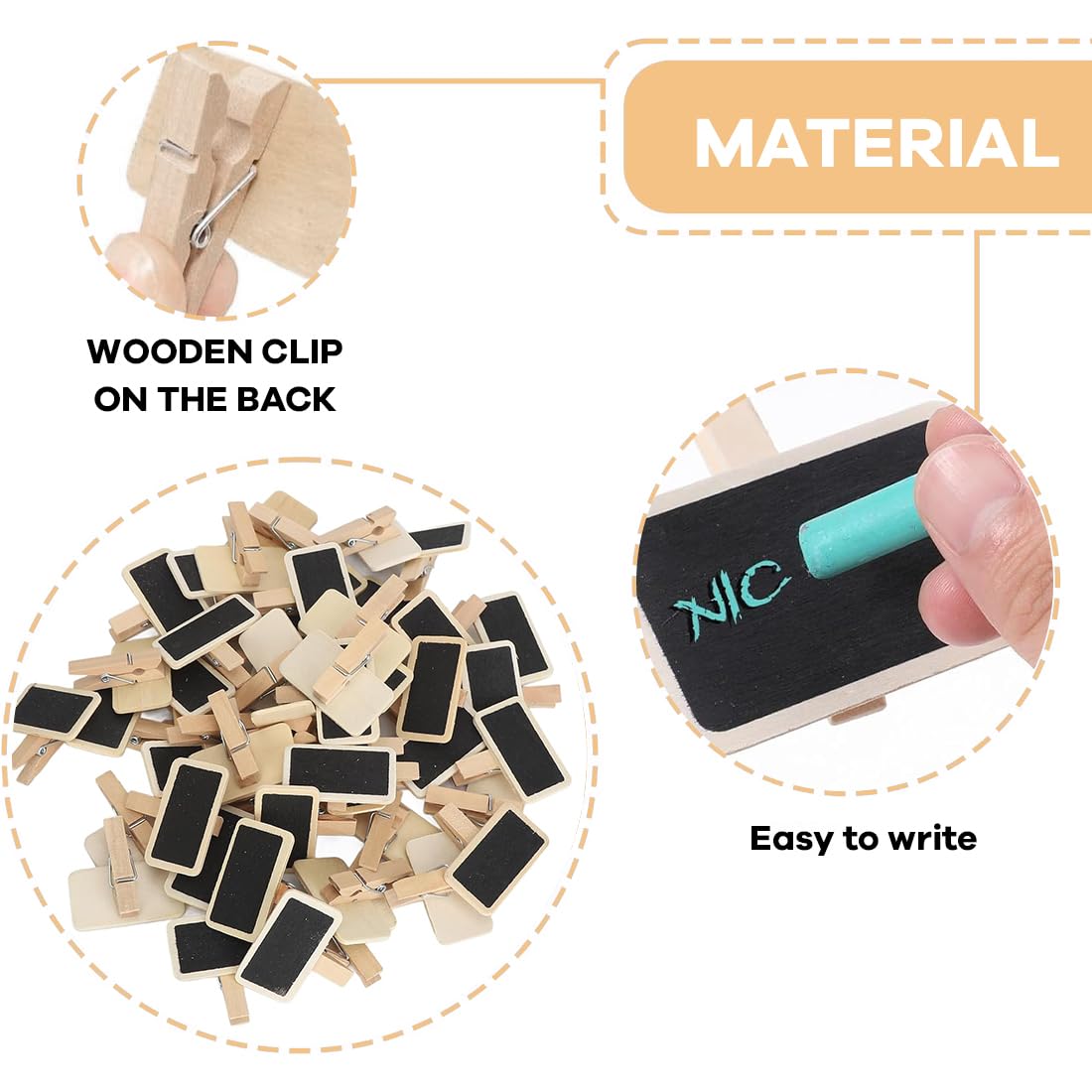 Pinzas de Pizarra Mini Reutilizables con Tiza, Tablero de Etiquetas para Bodas - Pequeñas Pizarras para Escribir