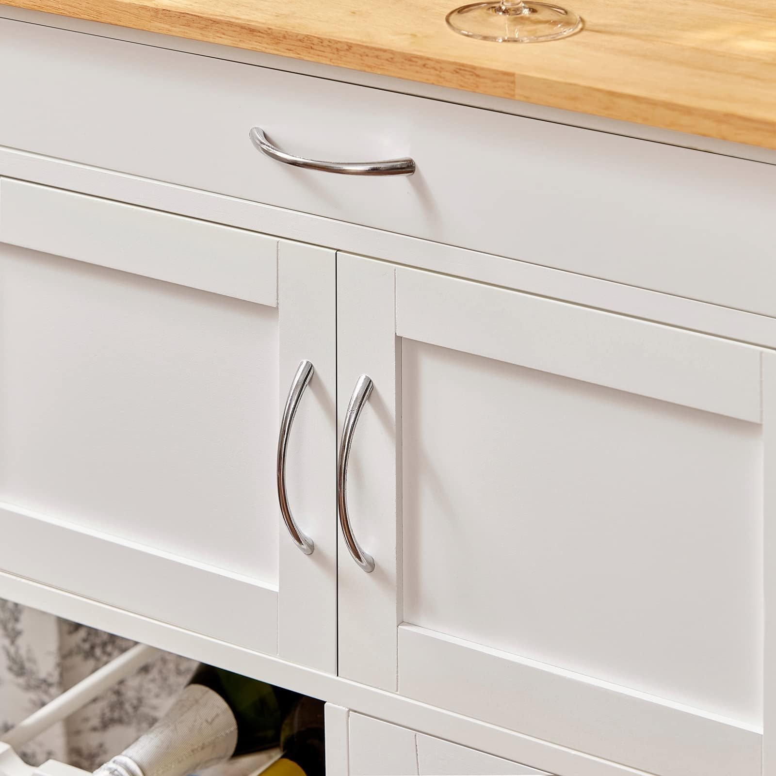 SoBuy Carrito Auxiliar de Cocina con Ruedas Mueble Cocina Auxiliar con Cajón, Botellero y Estantes Carro Cocina Multifuncional como Mesa Auxiliar para Estantería Comedor Exteriores Blanco FKW45-WN