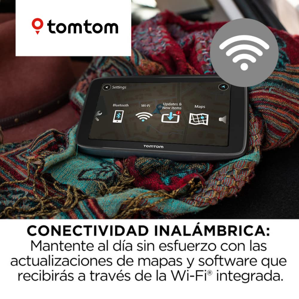 TomTom GPS para coche GO Basic, 5 pulgadas, con tráfico y prueba de radares gracias a TomTom Traffic, mapas de la UE, actualizaciones a través de WiFi, soporte reversible integrado, Negro