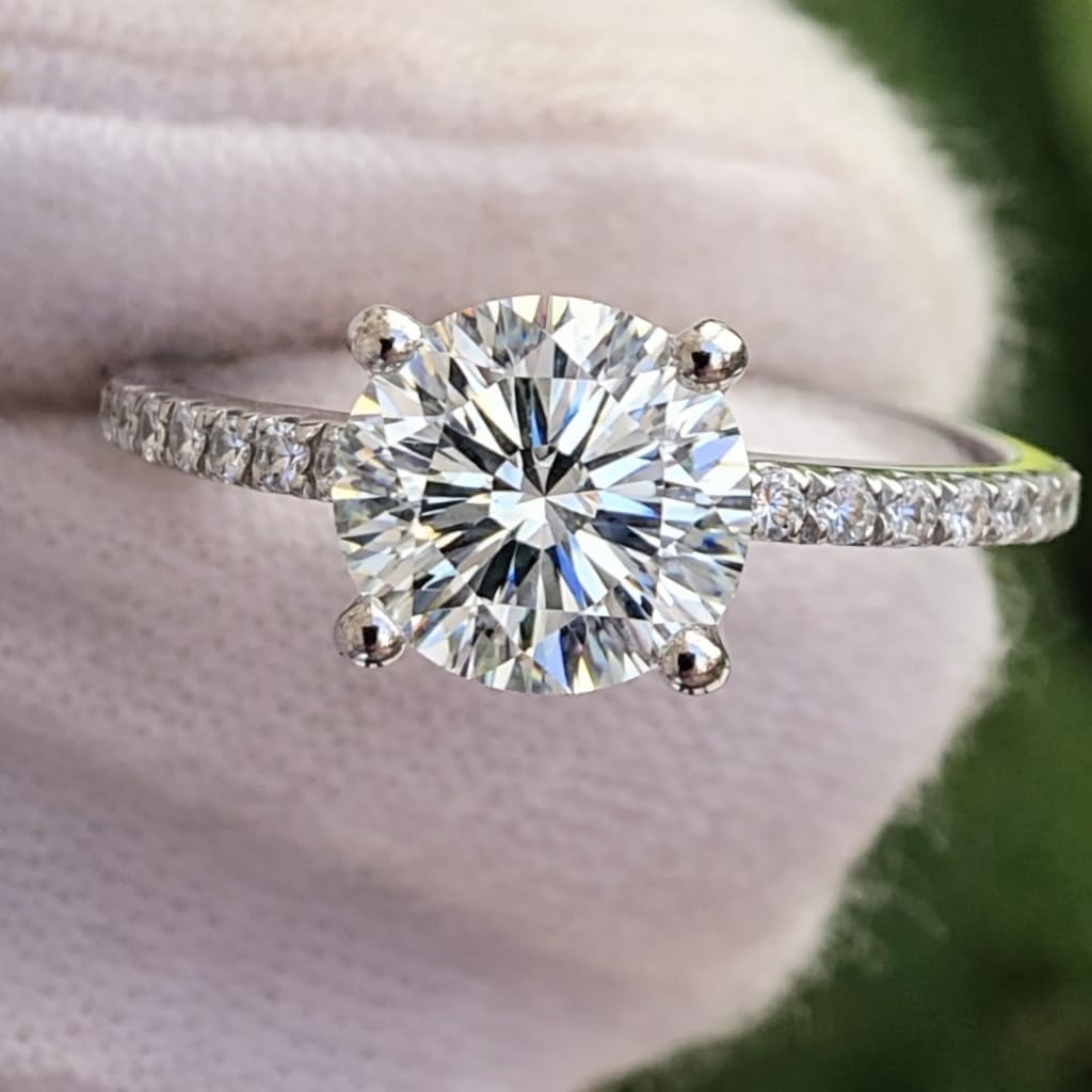 1 Carat Ct VS Lab Grown Diamond Engagement Ring Solitaire Round Created in 14k White Genuine for Women