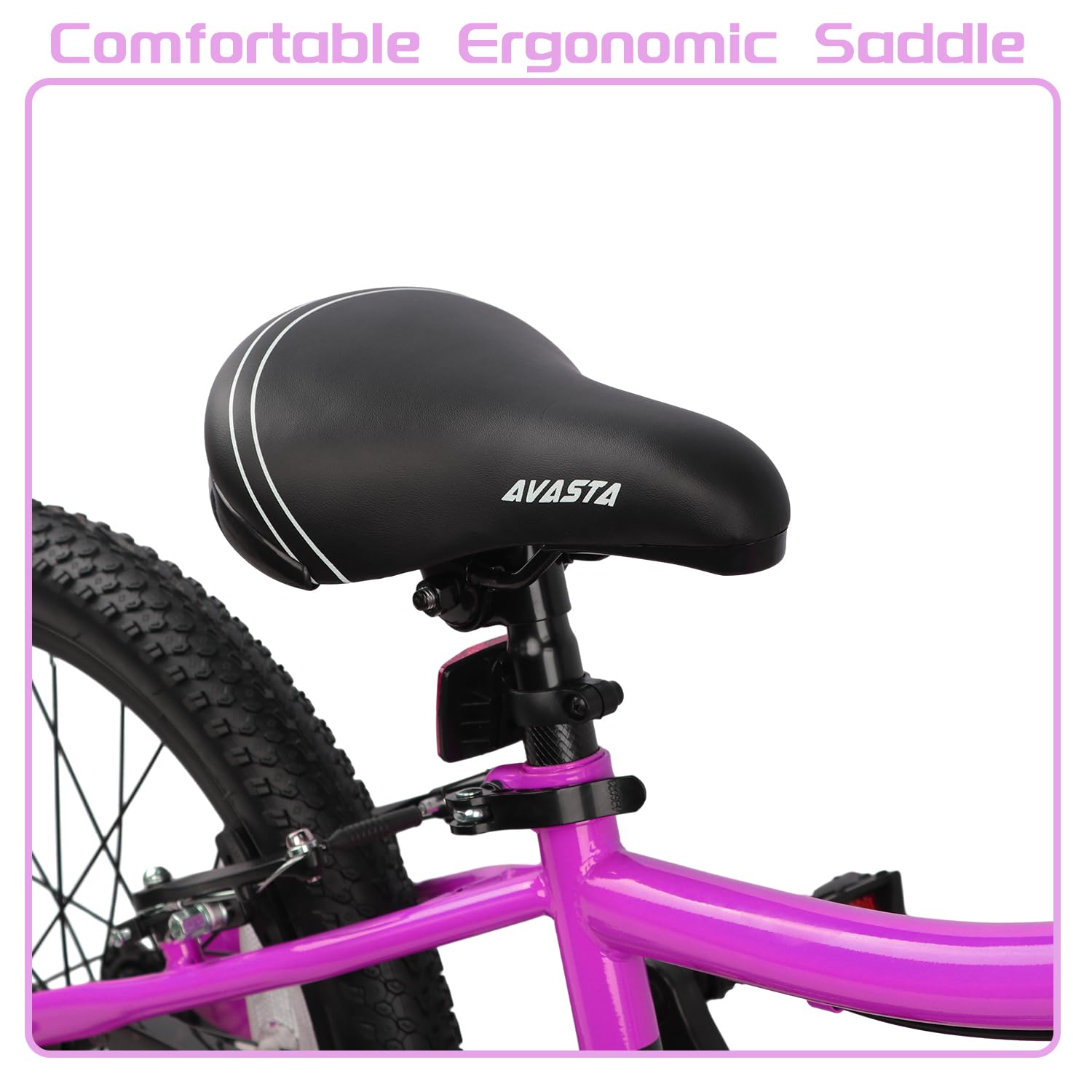AVASTA Vélo Enfant 18 Pouces pour Enfants de 5, 6, 7 et 8 Ans, garçons et Filles, avec Deux Freins à Main, béquille et siège réglable, Rose