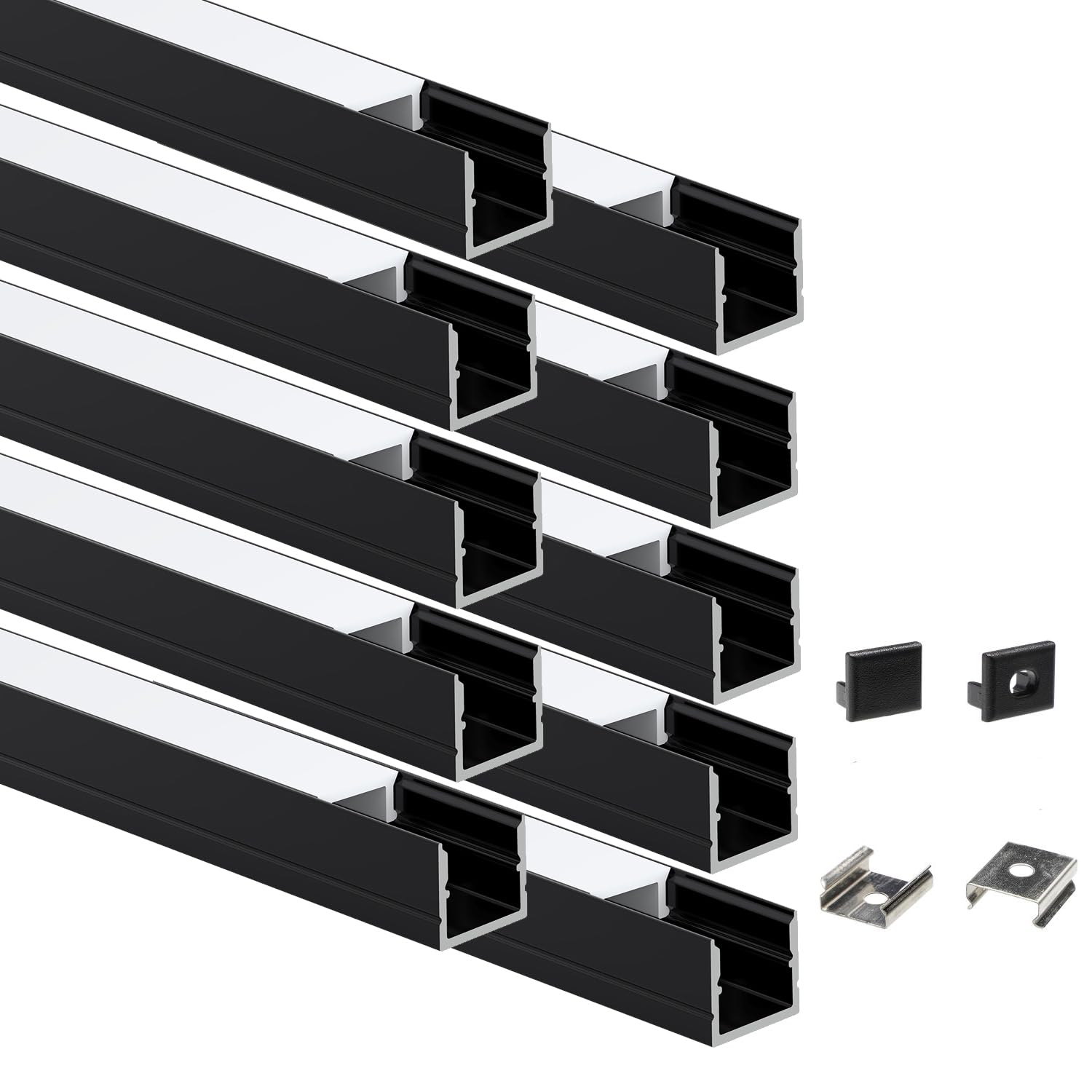 Panel de pared de aluminio LED para panel de pared de láminas de madera, barra de luz LED, perfil de canal de aluminio para salón, dormitorio, baño, escaleras (negro)