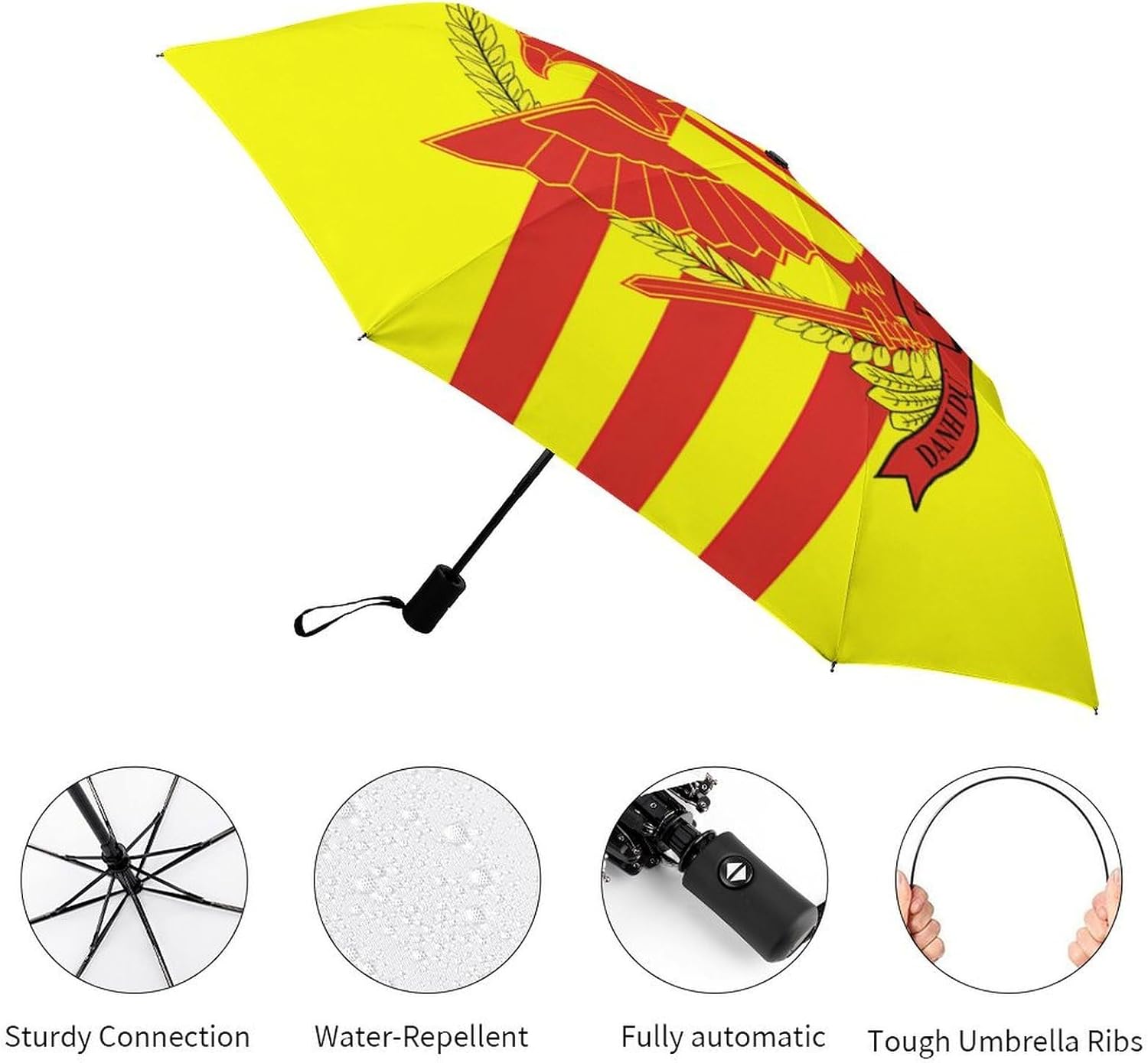 War Flag of South Vietnam Travel 3 Fold Umbrellas Windproof Automatic And Manual Umbrella Portable for Rain And Sun