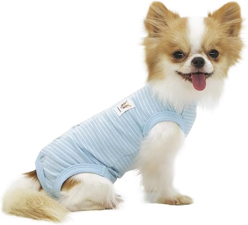 Miniatura 7 de LOPHIPETS Camisas de perro para niña, pijama de traje de recuperación para Bichon Fox Terrier Shih Tzu-rayas grisesXL