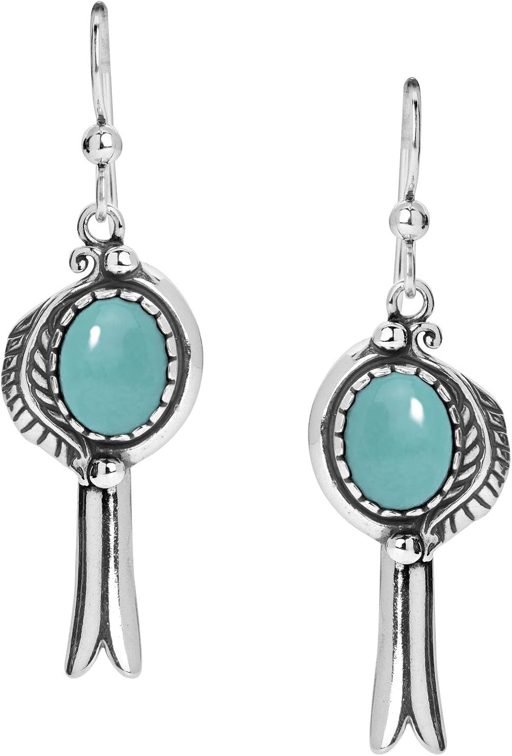 American West Jewelry Sterling Silver Women’s Drop & Dangle Earrings Leaf and Squash Blossom Design Choice of Gemstone