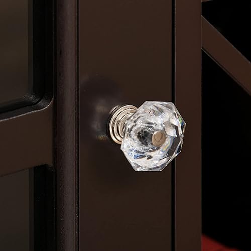 Miniatura 8 de HOMCOM Aparador, gabinete de buffet con puerta de vidrio, gabinete de licor con estantes ajustables, estante para 12 botellas de vino para sala de