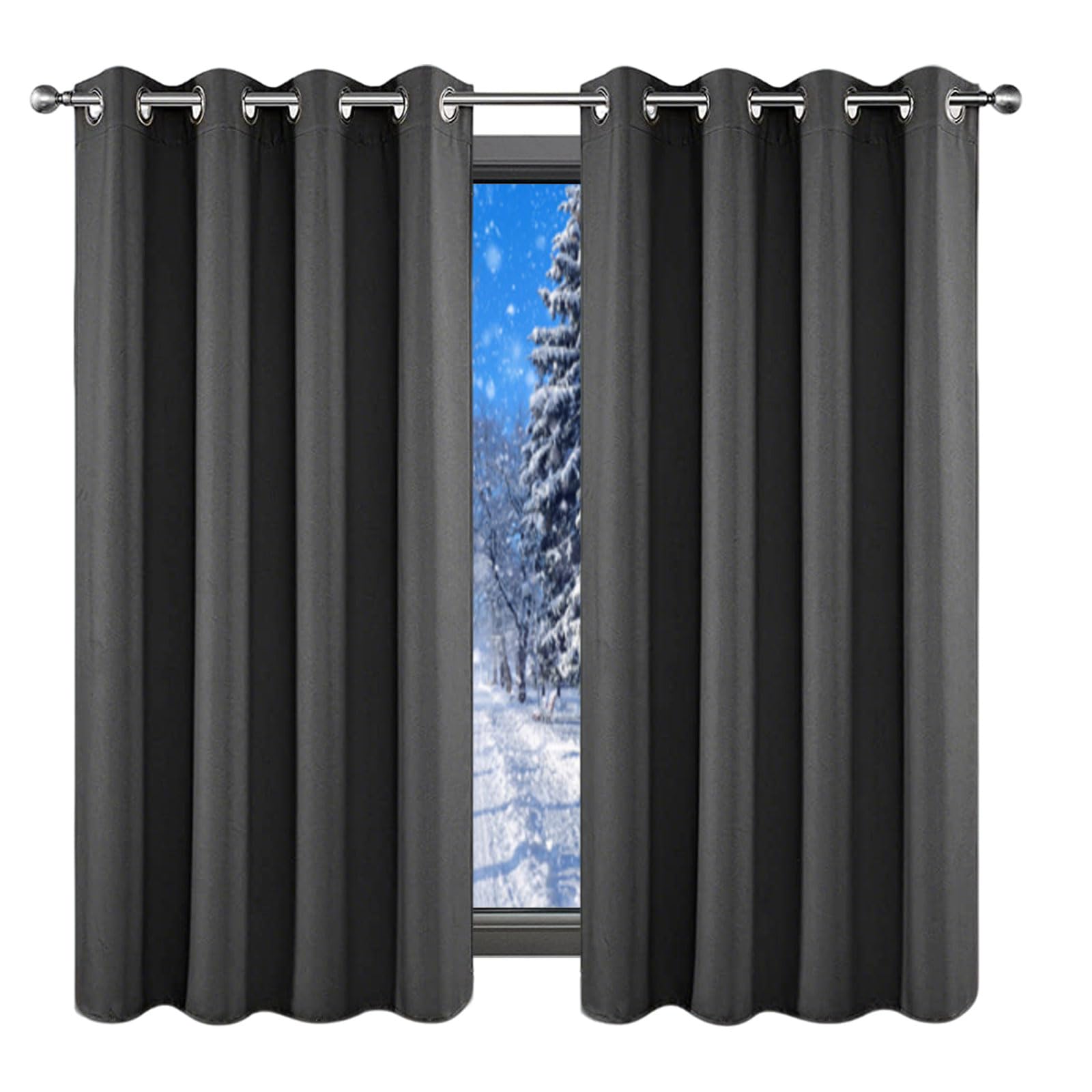 Rideau occultant thermique pour chambre et salon : créez un cocon de fraîcheur gris foncé
